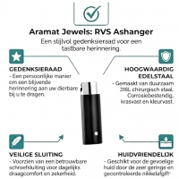 Ashanger Buis Zilver & Zwart met Zirkonia &acirc;&euro;&ldquo; RVS Gedenksieraad - Unisex
