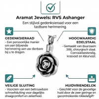 Ashanger Roos Zilverkleurig RVS &acirc;&euro;&ldquo; Symbolisch Rouwsieraad Gedenksieraad - Unisex