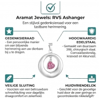 Stalen Ashanger Open Cirkel met Roze Kristal Hart &acirc;&euro;&ldquo; RVS Gedenksieraad - Unisex