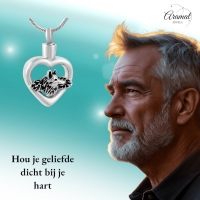 Stalen Hart Ashanger Hond met Vleugels &acirc;&euro;&ldquo; Zilverkleurig Gedenksieraad - Unisex