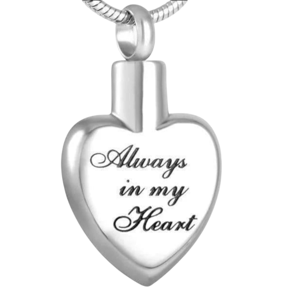 Stalen Ashanger Always in My Heart &acirc;&euro;&ldquo; Zilverkleurig Gedenksieraad Hart - Unisex
