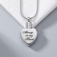 Stalen Ashanger Always in My Heart &acirc;&euro;&ldquo; Zilverkleurig Gedenksieraad Hart - Unisex