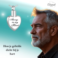 Stalen Ashanger Always in My Heart &acirc;&euro;&ldquo; Zilverkleurig Gedenksieraad Hart - Unisex