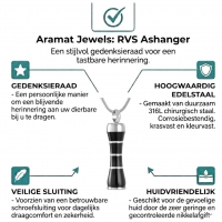 Stalen Buis Ashanger Zwart & Zilverkleurig &acirc;&euro;&ldquo; 316L Edelstaal Gedenksieraad - U