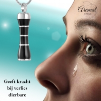 Stalen Buis Ashanger Zwart & Zilverkleurig &acirc;&euro;&ldquo; 316L Edelstaal Gedenksieraad - U