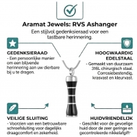 Stalen Buis Ashanger Zwart & Zilverkleurig &acirc;&euro;&ldquo; 316L Edelstaal Gedenksieraad - U