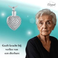 Stalen Hart Ashanger met Zirkonia Steentjes &acirc;&euro;&ldquo; Zilverkleurig Gedenksieraad - Unise