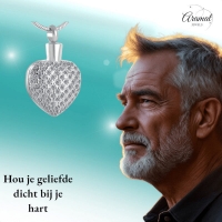 Stalen Hart Ashanger met Zirkonia Steentjes &acirc;&euro;&ldquo; Zilverkleurig Gedenksieraad - Unise