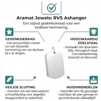 Rechthoek Ashanger Zilverkleurig RVS &acirc;&euro;&ldquo; 30x18mm Gedenksieraad - Unisex