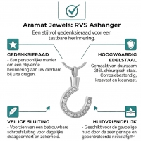 Stalen Hoefijzer Ashanger &acirc;&euro;&ldquo; Zilverkleurig Gedenksieraad Paard - Unisex