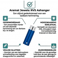 Stalen Blauwe Ashanger &acirc;&euro;&ldquo; Gedenksieraad met Betekenis Zonder Ketting - Unisex