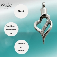 Elegante Stalen Ashanger met Zirkonia &acirc;&euro;&ldquo; 316L Zilverkleurig Gedenksieraad - Unisex