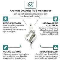 Elegante Stalen Ashanger met Zirkonia &acirc;&euro;&ldquo; 316L Zilverkleurig Gedenksieraad - Unisex