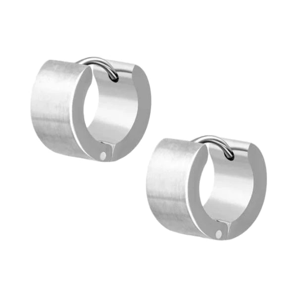 RVS Brede Oorringen Zilverkleur 14x7mm - Dikke Hoepel Oorbellen -