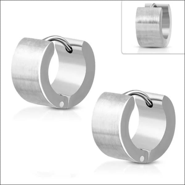 RVS Brede Oorringen Zilverkleur 14x7mm - Dikke Hoepel Oorbellen -