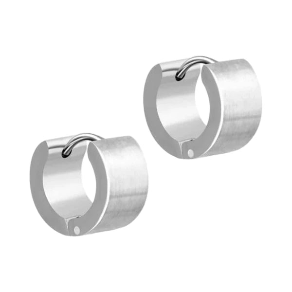 RVS Brede Oorringen Zilverkleur 14x7mm - Dikke Hoepel Oorbellen -