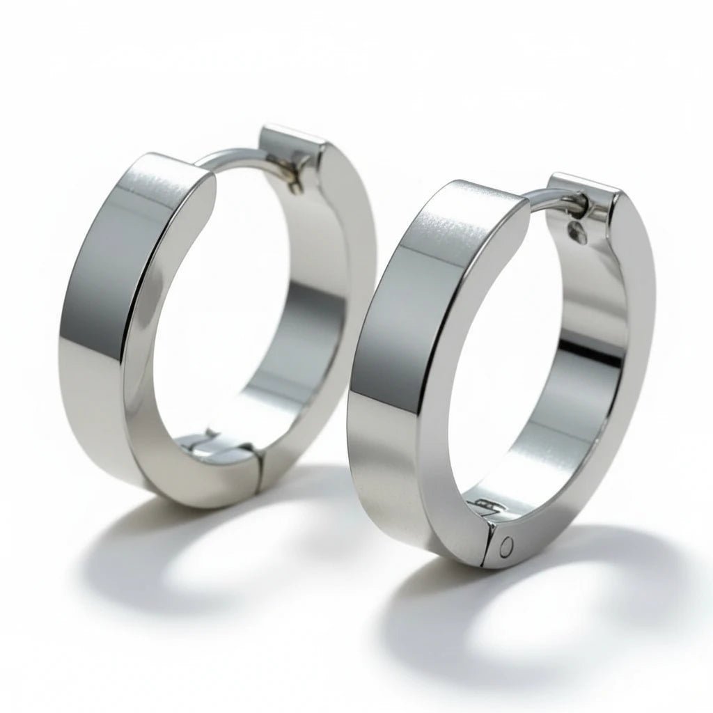 RVS Huggies Oorringen Zilverkleur 17x4mm - Dikke Hoepels Unisex -
