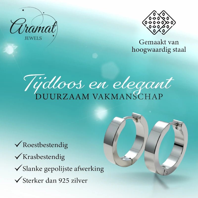 RVS Huggies Oorringen Zilverkleur 17x4mm - Dikke Hoepels Unisex -
