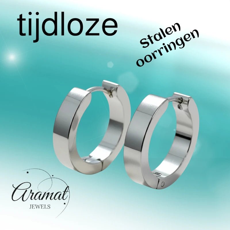 RVS Huggies Oorringen Zilverkleur 17x4mm - Dikke Hoepels Unisex -