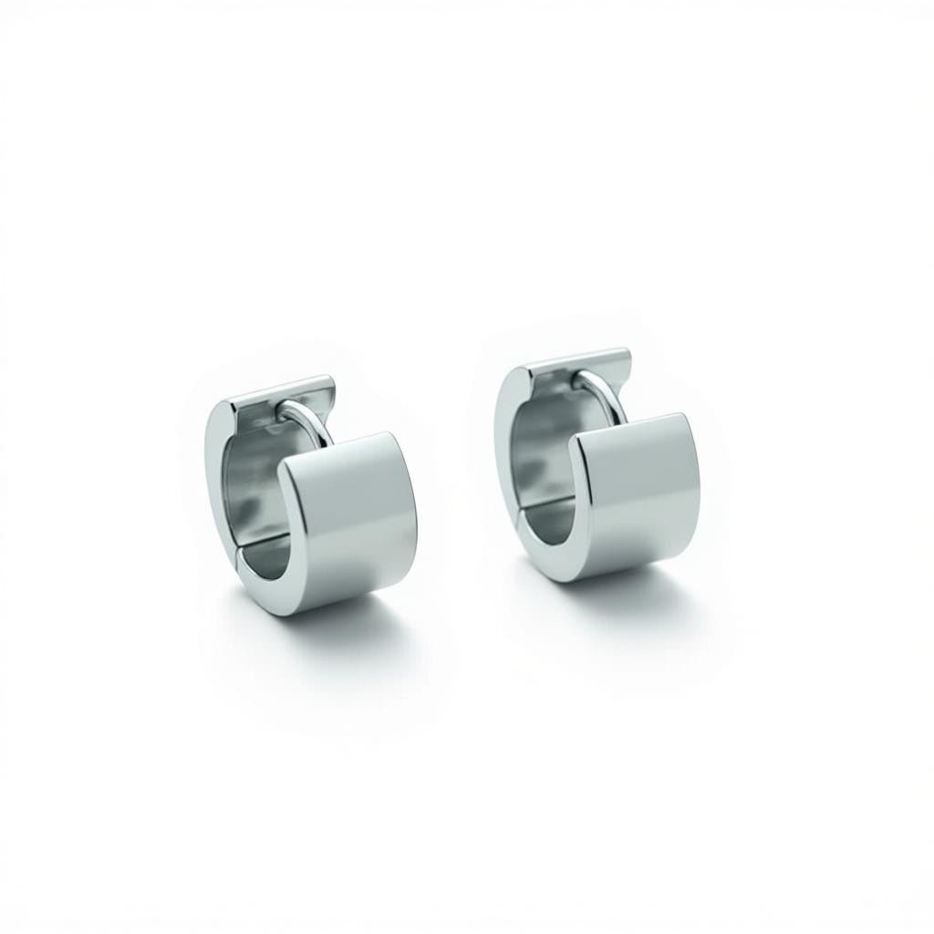 Oorringen &acirc;&euro;&ldquo; Staal Huggies Zilverkleurig (16x7mm) -