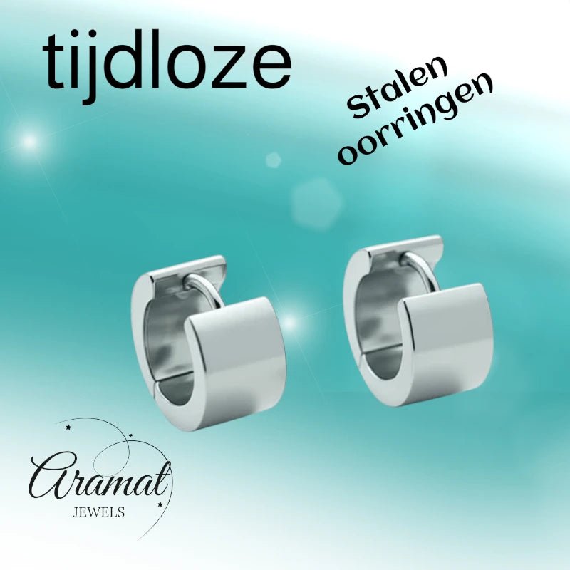 Oorringen &acirc;&euro;&ldquo; Staal Huggies Zilverkleurig (16x7mm) -