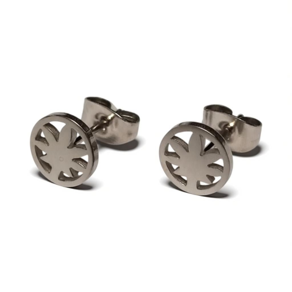 Oorbellen &acirc;&euro;&ldquo; RVS Weedblad (8mm) Zilverkleurig -