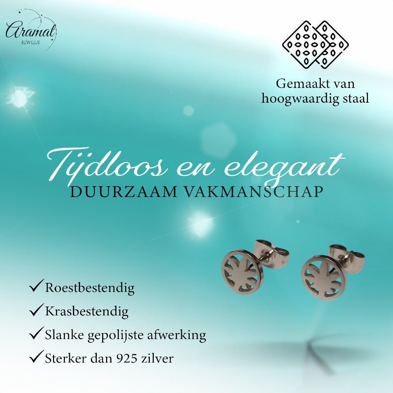Oorbellen &acirc;&euro;&ldquo; RVS Weedblad (8mm) Zilverkleurig -