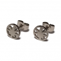 Oorbellen &acirc;&euro;&ldquo; RVS Weedblad (8mm) Zilverkleurig -