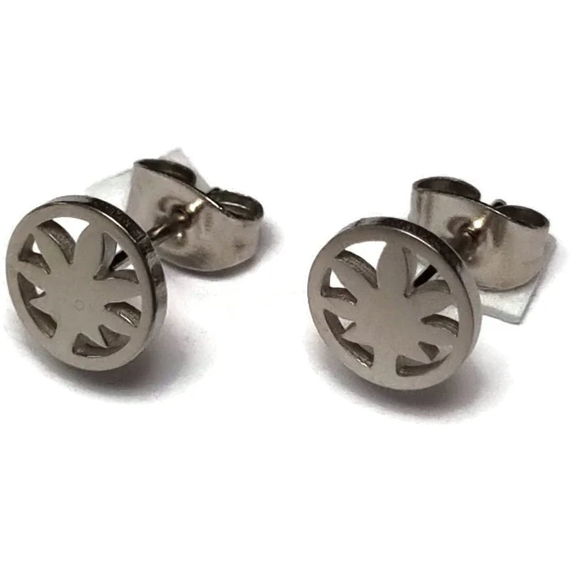 Oorbellen &acirc;&euro;&ldquo; RVS Weedblad (8mm) Zilverkleurig -