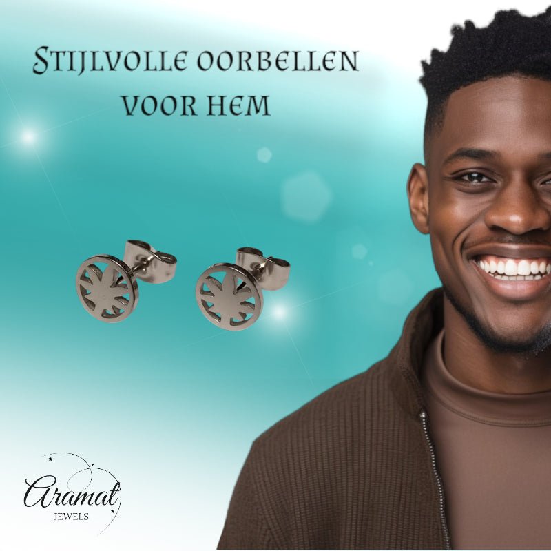Oorbellen &acirc;&euro;&ldquo; RVS Weedblad (8mm) Zilverkleurig -