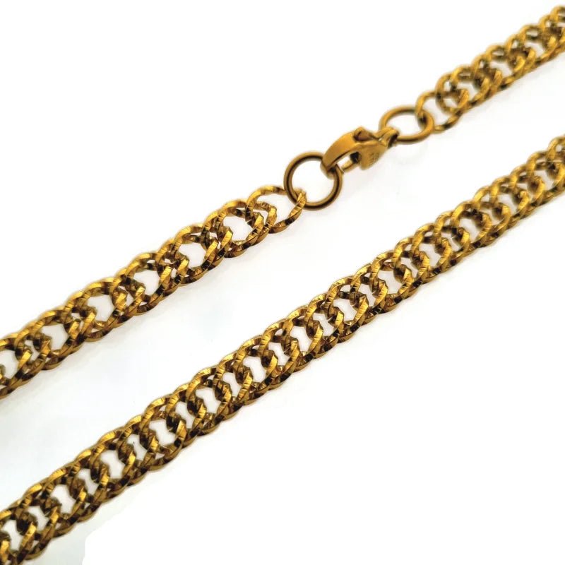 Goudkleurige Gedraaide Stalen Ketting &acirc;&euro;&ldquo; Twisted Schakelketting RVS Unisex - Unise