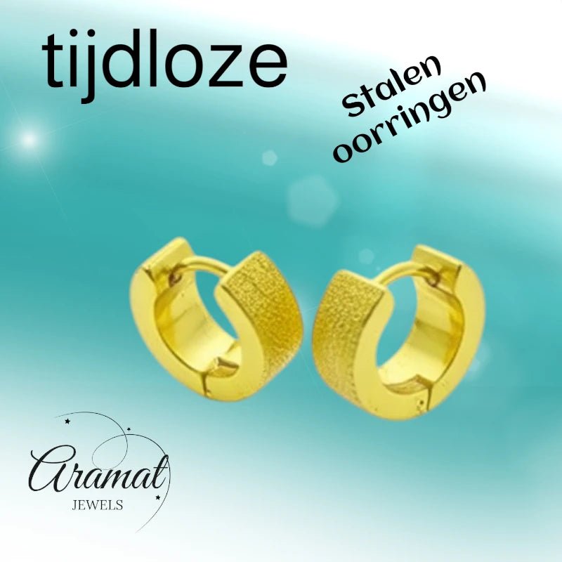 Oorringen &acirc;&euro;&ldquo; Staal Sandblasted Goudkleurig (11mm) -