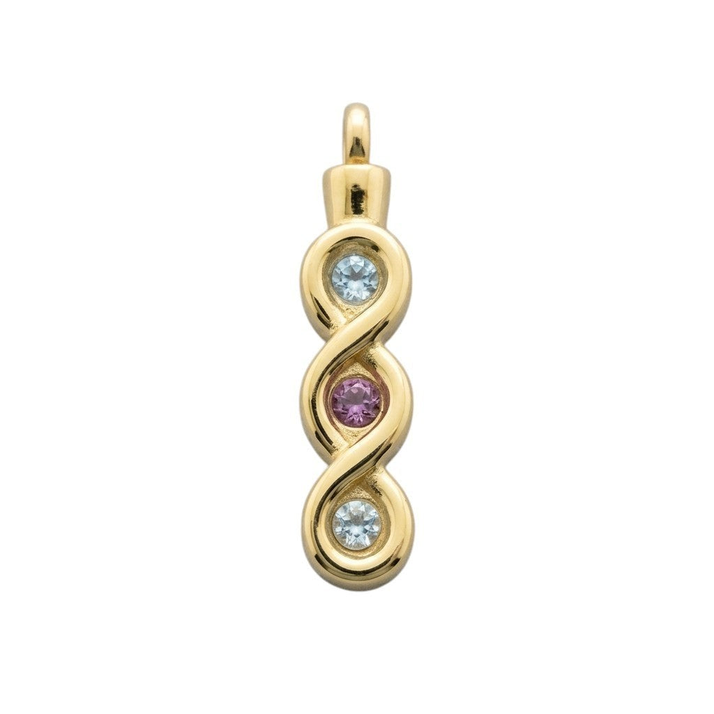 Stalen Goudkleurige Ashanger met Zirkonia &acirc;&euro;&ldquo; Gedenksieraad Zonder Ketting - Unisex