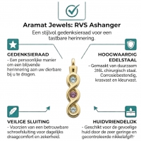 Stalen Goudkleurige Ashanger met Zirkonia &acirc;&euro;&ldquo; Gedenksieraad Zonder Ketting - Unisex