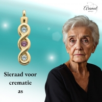 Stalen Goudkleurige Ashanger met Zirkonia &acirc;&euro;&ldquo; Gedenksieraad Zonder Ketting - Unisex