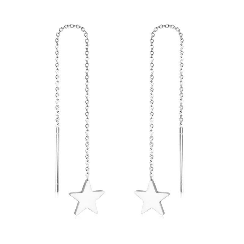Stalen ketting Oorbellen ster -