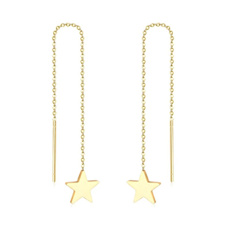 RVS Doortrek Oorbellen Ster Goudkleur - Trendy Hangers -