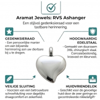 Zilverkleurig Hartje Crematiehanger &acirc;&euro;&ldquo; Staal Gedenksieraad Zonder Ketting - Unisex