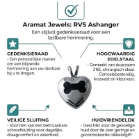 Stalen Crematiehanger Hart &acirc;&euro;&ldquo; Zilverkleurig Assieraad Zonder Ketting - Unisex