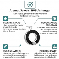 Zwarte Ronde Stalen Ashanger &acirc;&euro;&ldquo; Stoer Gedenksieraad Zonder Ketting - Unisex