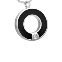 Zwarte Ronde Stalen Ashanger &acirc;&euro;&ldquo; Stoer Gedenksieraad Zonder Ketting - Unisex