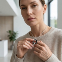 Zwarte Ronde Stalen Ashanger &acirc;&euro;&ldquo; Stoer Gedenksieraad Zonder Ketting - Unisex