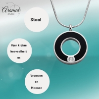 Zwarte Ronde Stalen Ashanger &acirc;&euro;&ldquo; Stoer Gedenksieraad Zonder Ketting - Unisex