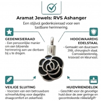 Zilverkleurige Roos Ashanger &acirc;&euro;&ldquo; Stalen Urnhanger Gedenksieraad - Unisex