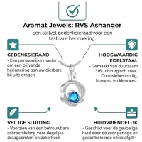 Zirkonia Stalen Ashanger &acirc;&euro;&ldquo; Zilverkleurig Gedenksieraad Zonder Ketting - Unisex