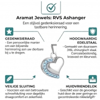 Stalen Ashanger Zirkonia Hart &acirc;&euro;&ldquo; Zilverkleurig Gedenksieraad - Unisex