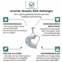 Stalen Ashanger Zirkonia Hart &acirc;&euro;&ldquo; Zilverkleurig Gedenksieraad - Unisex