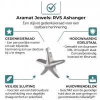 Zilverkleurige Ashanger Zeester &acirc;&euro;&ldquo; Staal Gedenksieraad Zonder Ketting - Unisex