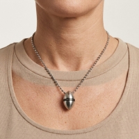 Stalen Ashanger Love Forever &acirc;&euro;&ldquo; Zilverkleurig & Zwart Gedenksieraad - Unisex