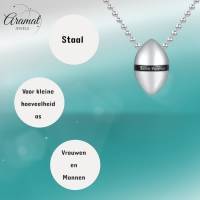 Stalen Ashanger Love Forever &acirc;&euro;&ldquo; Zilverkleurig & Zwart Gedenksieraad - Unisex